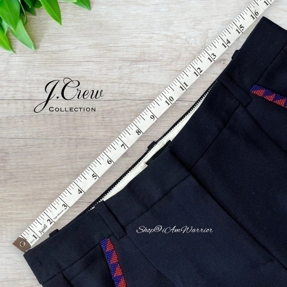 J.Crew Collection NWT beaded side stripe navy tuxedo ankle pant *shop@iamwarrior